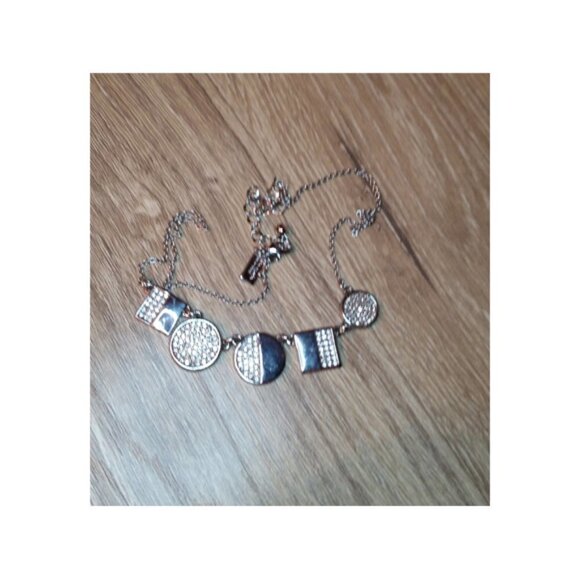 Kate Spade pave silver tone chain elegant geometric necklace giftable NEW - Picture 3 of 5